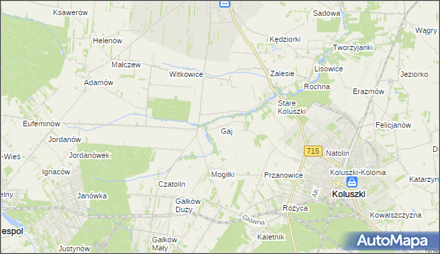 mapa Gaj gmina Brzeziny, Gaj gmina Brzeziny na mapie Targeo
