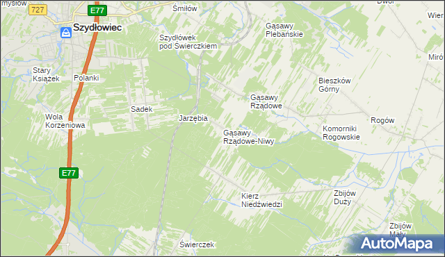 mapa Gąsawy Rządowe-Niwy, Gąsawy Rządowe-Niwy na mapie Targeo