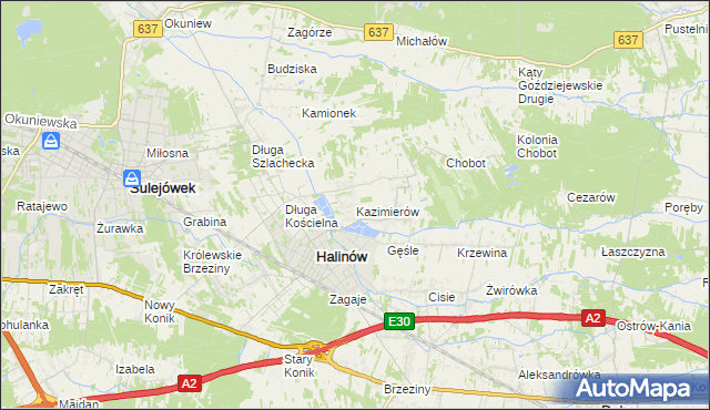 mapa Kazimierów gmina Halinów, Kazimierów gmina Halinów na mapie Targeo