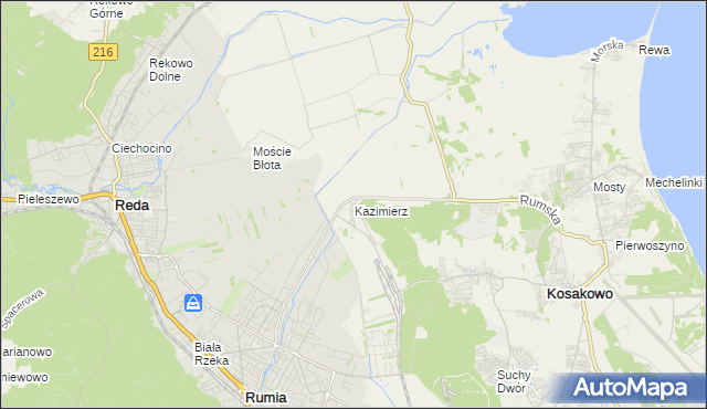 mapa Kazimierz gmina Kosakowo, Kazimierz gmina Kosakowo na mapie Targeo