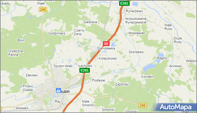 mapa Kołaczkowo gmina Szubin, Kołaczkowo gmina Szubin na mapie Targeo