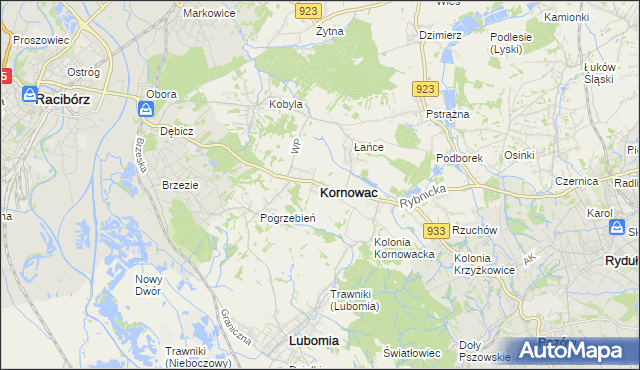 mapa Kornowac, Kornowac na mapie Targeo