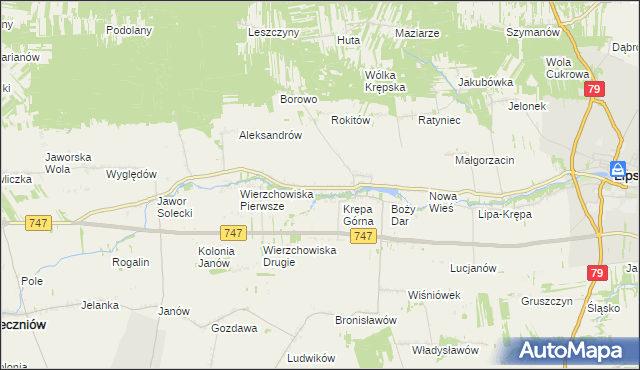 mapa Krępa Kościelna, Krępa Kościelna na mapie Targeo