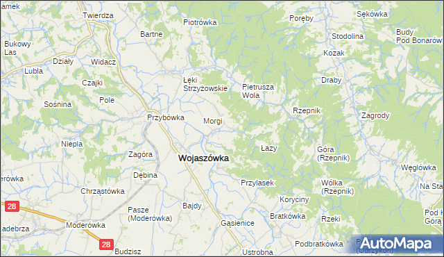 mapa Łączki Jagiellońskie, Łączki Jagiellońskie na mapie Targeo