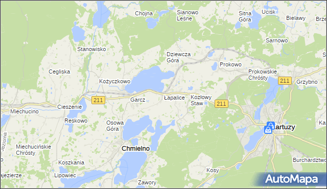 mapa Łapalice, Łapalice na mapie Targeo