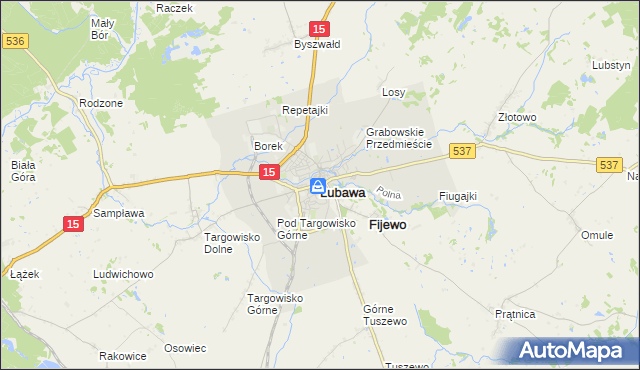 mapa Lubawa, Lubawa na mapie Targeo