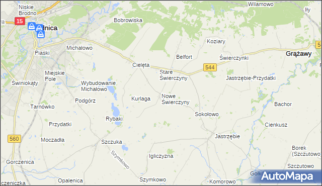 mapa Nowe Świerczyny, Nowe Świerczyny na mapie Targeo