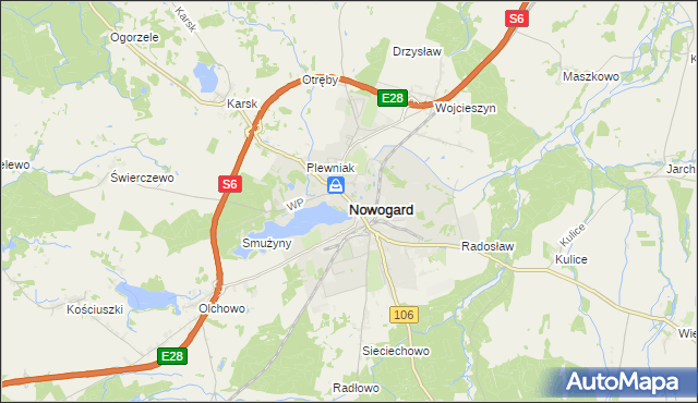 mapa Nowogard, Nowogard na mapie Targeo