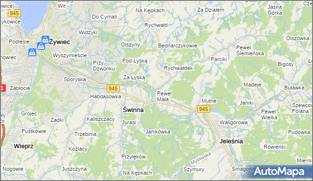 mapa Pewel Mała, Pewel Mała na mapie Targeo