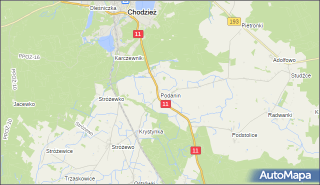 mapa Podanin, Podanin na mapie Targeo