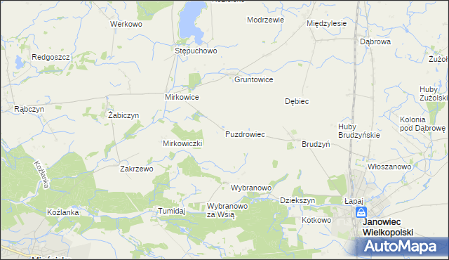 mapa Puzdrowiec, Puzdrowiec na mapie Targeo