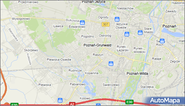 mapa Raszyn gmina Poznań, Raszyn gmina Poznań na mapie Targeo