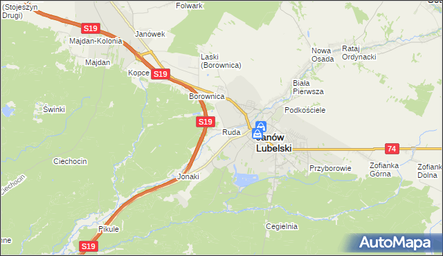 mapa Ruda gmina Janów Lubelski, Ruda gmina Janów Lubelski na mapie Targeo