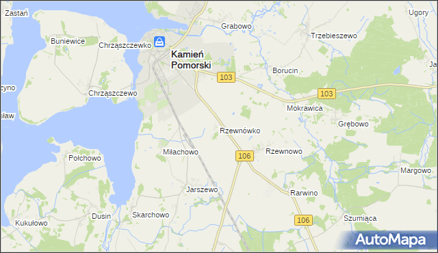 mapa Rzewnówko, Rzewnówko na mapie Targeo