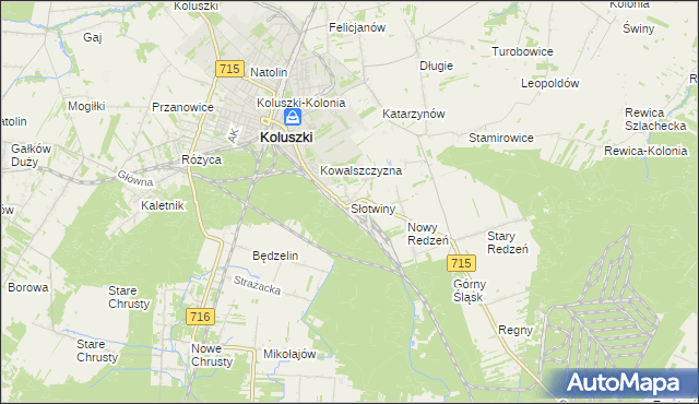 mapa Słotwiny gmina Koluszki, Słotwiny gmina Koluszki na mapie Targeo