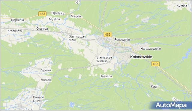 mapa Staniszcze Wielkie, Staniszcze Wielkie na mapie Targeo