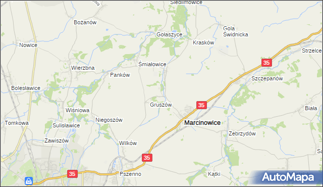 mapa Stefanowice gmina Marcinowice, Stefanowice gmina Marcinowice na mapie Targeo