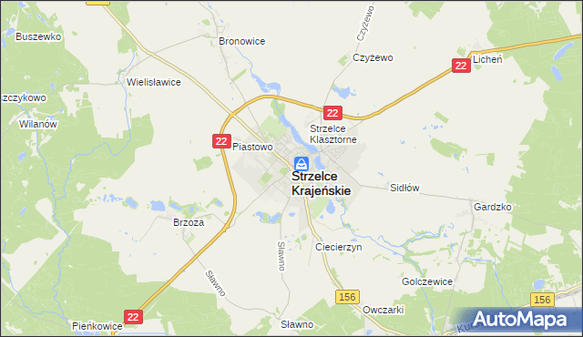 mapa Strzelce Krajeńskie, Strzelce Krajeńskie na mapie Targeo