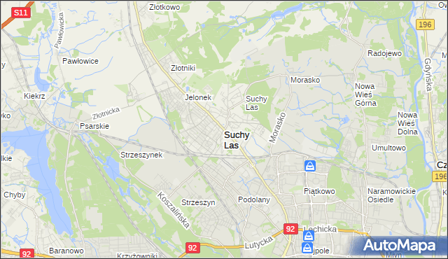 mapa Suchy Las powiat poznański, Suchy Las powiat poznański na mapie Targeo