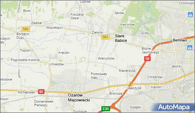 mapa Wieruchów, Wieruchów na mapie Targeo