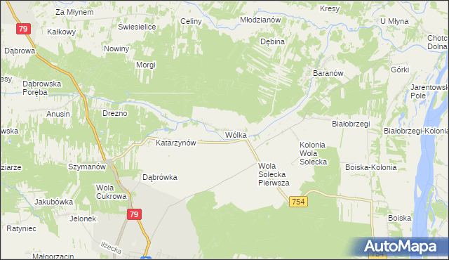 mapa Wólka gmina Lipsko, Wólka gmina Lipsko na mapie Targeo