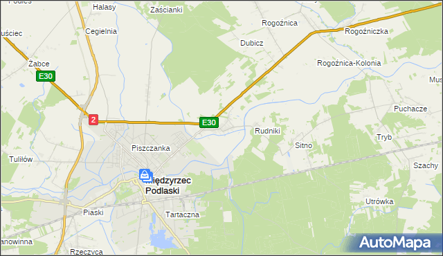 mapa Wysokie gmina Międzyrzec Podlaski, Wysokie gmina Międzyrzec Podlaski na mapie Targeo