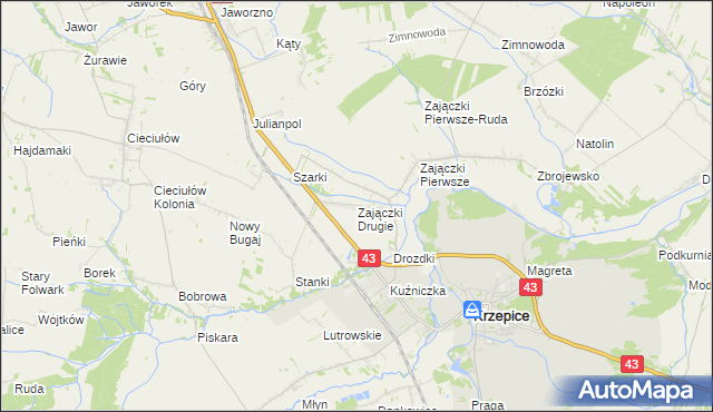 mapa Zajączki Drugie, Zajączki Drugie na mapie Targeo