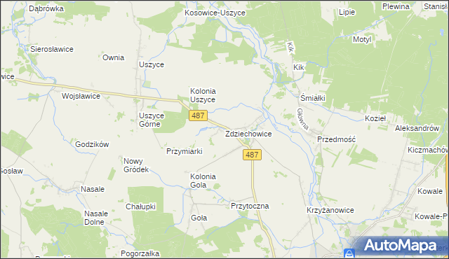 mapa Zdziechowice gmina Gorzów Śląski, Zdziechowice gmina Gorzów Śląski na mapie Targeo