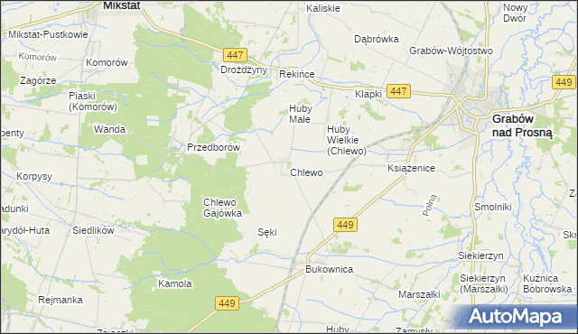 mapa Chlewo gmina Grabów nad Prosną, Chlewo gmina Grabów nad Prosną na mapie Targeo