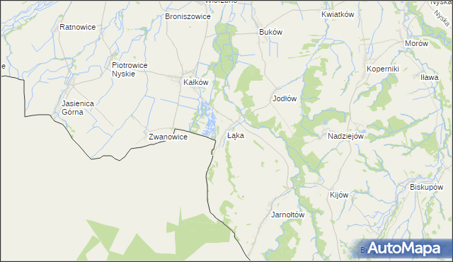 mapa Łąka gmina Otmuchów, Łąka gmina Otmuchów na mapie Targeo