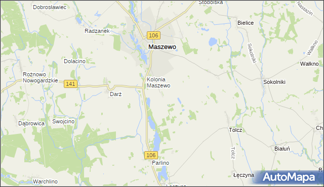 mapa Mieszkowo gmina Maszewo, Mieszkowo gmina Maszewo na mapie Targeo