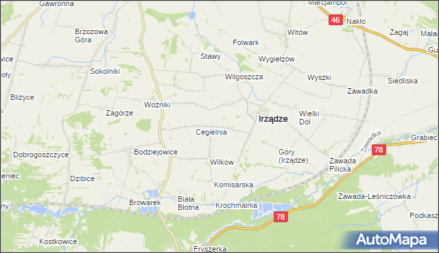 mapa Mikołajewice gmina Irządze, Mikołajewice gmina Irządze na mapie Targeo