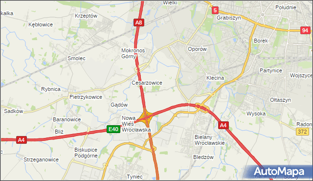 mapa Zabrodzie gmina Kąty Wrocławskie, Zabrodzie gmina Kąty Wrocławskie na mapie Targeo