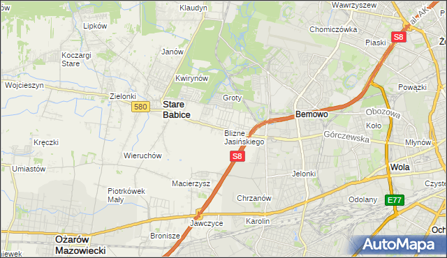 mapa Blizne Jasińskiego, Blizne Jasińskiego na mapie Targeo