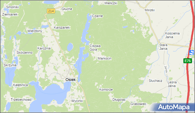 mapa Markocin gmina Osiek, Markocin gmina Osiek na mapie Targeo