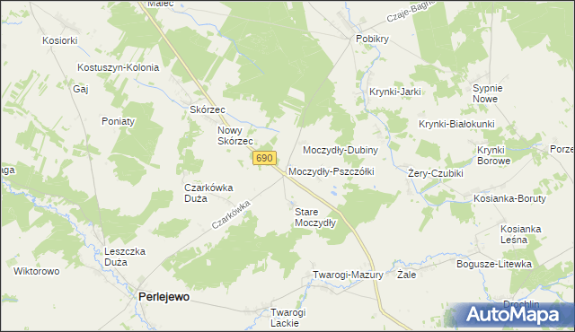 mapa Moczydły-Pszczółki, Moczydły-Pszczółki na mapie Targeo