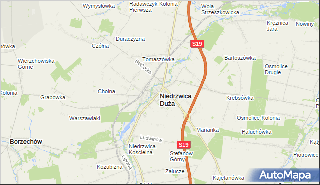 mapa Niedrzwica Duża, Niedrzwica Duża na mapie Targeo