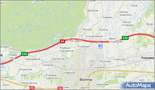 mapa Proszówki, Proszówki na mapie Targeo