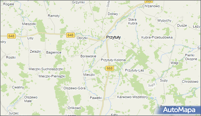 mapa Przytuły-Kolonia, Przytuły-Kolonia na mapie Targeo