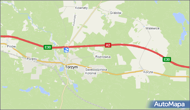 mapa Rożnówka, Rożnówka na mapie Targeo