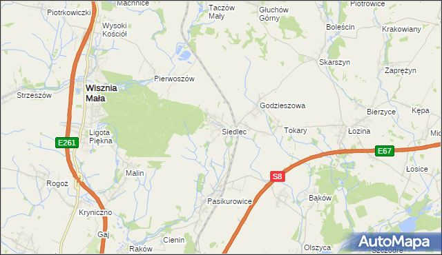 mapa Siedlec gmina Długołęka, Siedlec gmina Długołęka na mapie Targeo