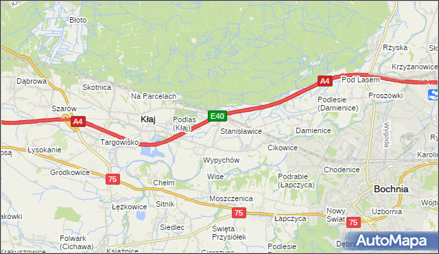 mapa Stanisławice gmina Bochnia, Stanisławice gmina Bochnia na mapie Targeo