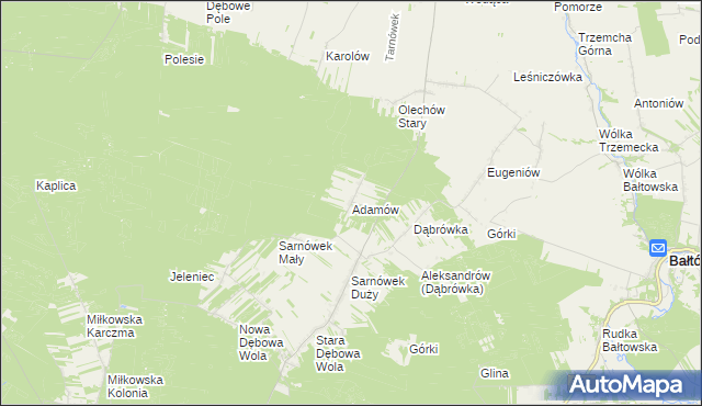 mapa Adamów gmina Sienno, Adamów gmina Sienno na mapie Targeo