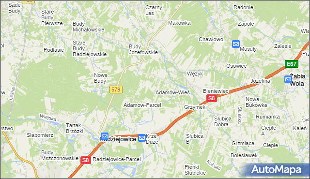 mapa Adamów-Wieś, Adamów-Wieś na mapie Targeo