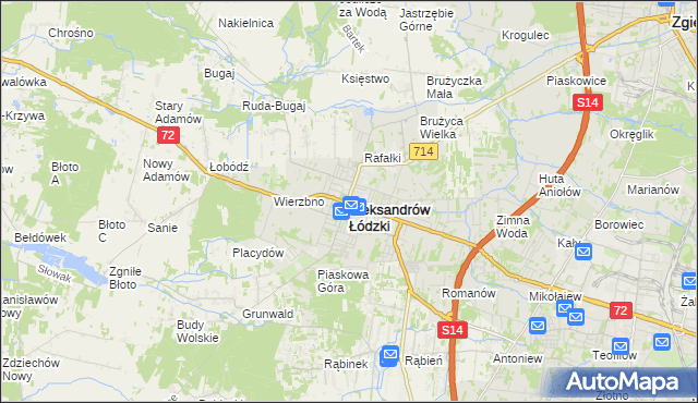 mapa Aleksandrów Łódzki, Aleksandrów Łódzki na mapie Targeo