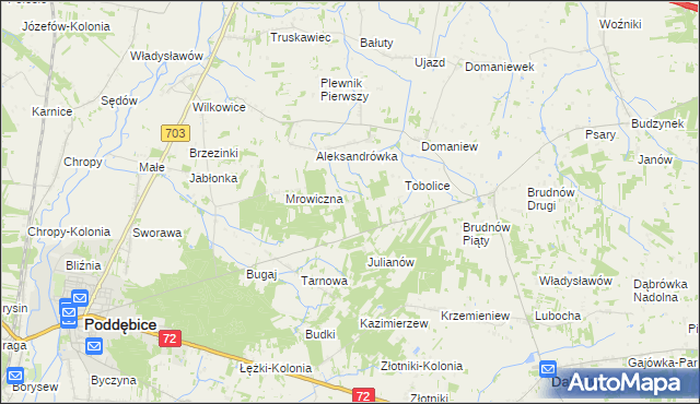 mapa Antoniew gmina Dalików, Antoniew gmina Dalików na mapie Targeo