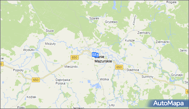 mapa Banie Mazurskie, Banie Mazurskie na mapie Targeo