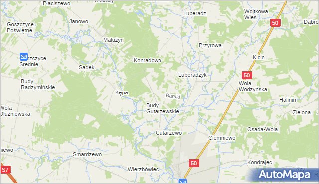 mapa Baraki gmina Sochocin, Baraki gmina Sochocin na mapie Targeo
