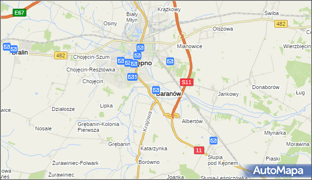 mapa Baranów powiat kępiński, Baranów powiat kępiński na mapie Targeo