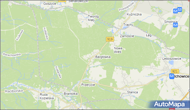 mapa Bargłówka gmina Sośnicowice, Bargłówka gmina Sośnicowice na mapie Targeo